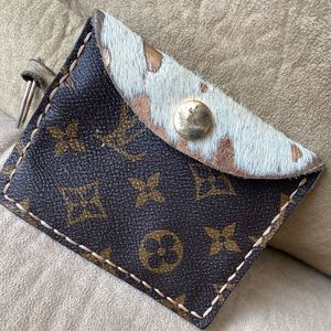 Louis Vuitton and cow print key chain card holder
